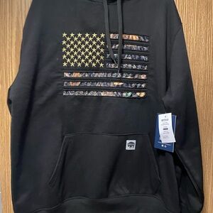 Buffalo David Bitton Black Crewneck Hoodie with Gold Star Flag